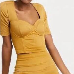 Adidas x Ivy Park Ribbed Crop Top in Mesa Brown Yellow Size L